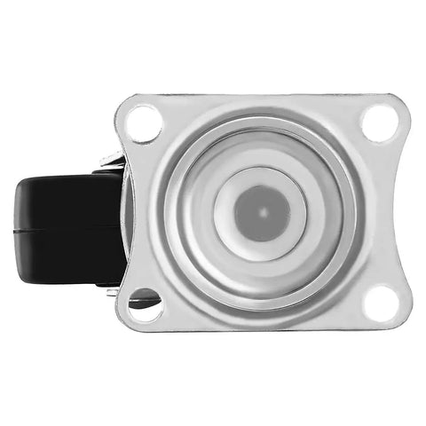 Top view of a 12 Pack 2 Inch Swivel Caster Wheel with Plate Mount Ball Bearings, Rubber Base, and Top Plate showing screw holes.