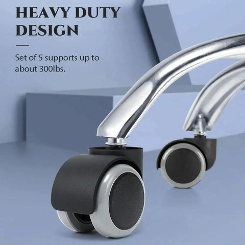 Heavy Duty Office Chair Wheels Set Of 5 For 530 Lb Max Load Universal Silent Rubber Casters With 11mm Stem Replacement on chair