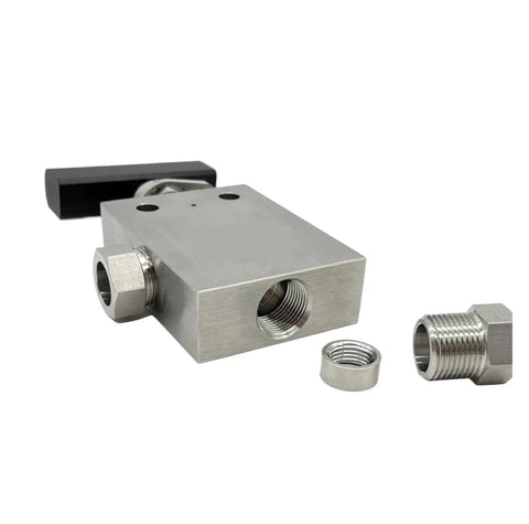 Ultra High Pressure Stainless Steel Needle Valve One Eighth Inch E NVM05 316 grade for precision flow control, dismantled view