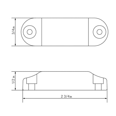 Technical diagram of 4 Pair Magnetic Baggage Door Catch And Holder Kit showing dimensions for installation on RV travel trailers and campers.