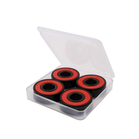 Z-First High Speed 608RS Hybrid Black Ceramic Bearings, pack of 4, red seals, in plastic case