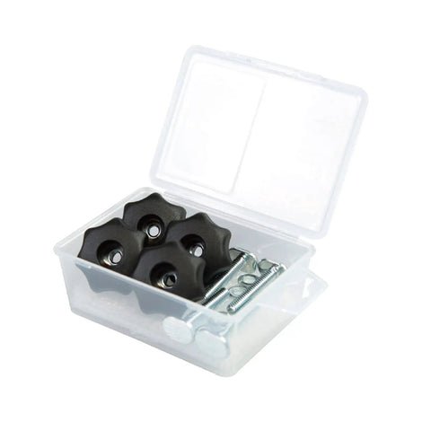 Top Notch T Track Knob Kit With Seven Star Knobs One Quarter Twenty Threaded Bolts And Washers Includes T Bolts And Storage Case