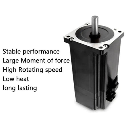 Stepper motor with 86mm flange, open-loop brake, black housing, silver mounting face, top shaft (angled view).