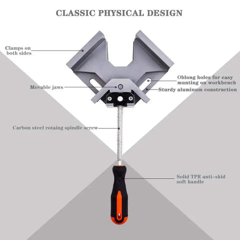 4-Piece Corner Clamp Set, Right Angle 90 Degree Woodworking Clamps With Adjustable Swing Jaw, Aluminum Alloy Frame