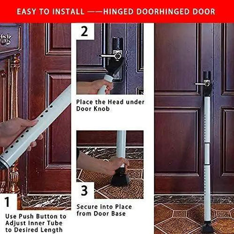 Two In One Door Security Bar And Sliding Patio Door Stopper Jammer For Child Proofing, Adjustable Heavy Duty Iron Construction