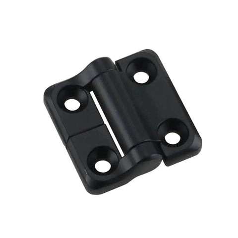 Front view of black zinc-alloy torque hinge for square-damping hinges, 1 piece