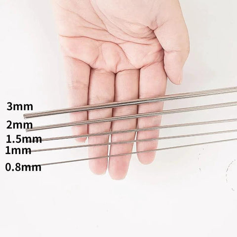 Stainless steel spring wire set, 25 pcs, 40 cm length, diameters 0.8-3.0 mm, straight stiff wires