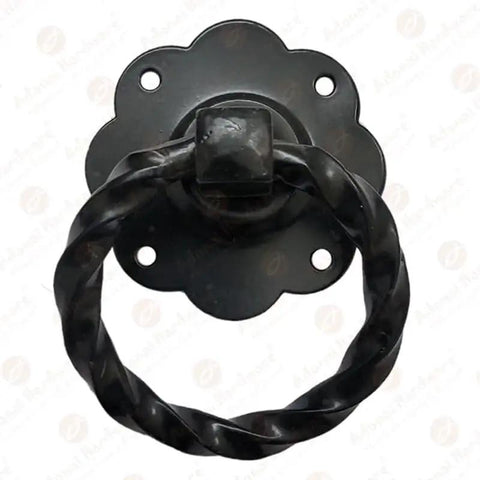 Antique Wrought Iron Cabinet Ring Drop Pulls Matte Black Finish 2 Pack for Vintage Wood Doors Cabinets and Furniture 2.7x2.7x1.8 in