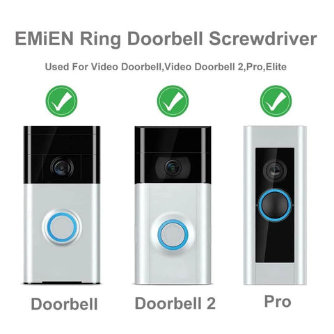 Screwdriver With Double Head Torx T6 T15 For Ring Video Doorbell Systems Including Doorbell 2 Pro And Elite Battery Change And Charge Replacement And Wifi Password Reset Access, showing compatible doorbells.