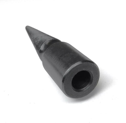 Lathe Spindle With Three Eighths Inch Arbor Hole Friction Grip To Shaft Left Hand Threaded Three And A Half Inch Overall Length Cold Rolled Steel Anodized Black Finish