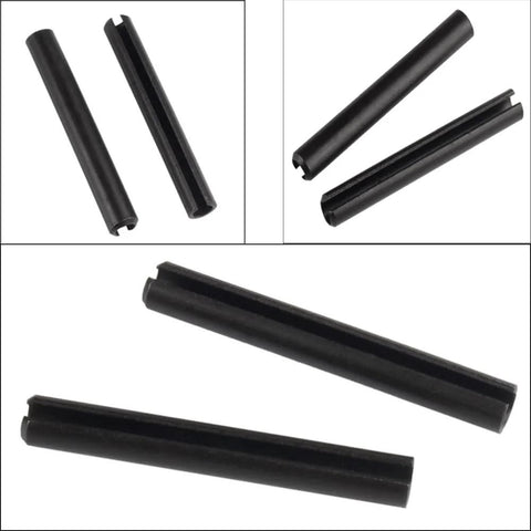 390 Piece Spring Steel Pin Assortment Kit With 13 Sizes From M1.5 to M6 Slotted Pins in black finish for quick repairs and robotics projects.