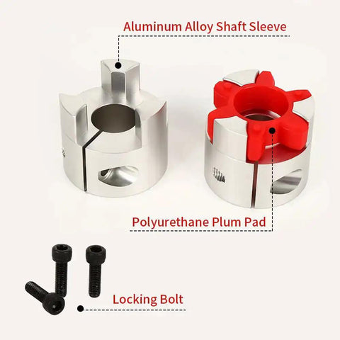 15mm To 20mm Bore Aluminum Flexible Shaft Coupler with Polyurethane Spider Joint for CNC Machines and 3D Printers