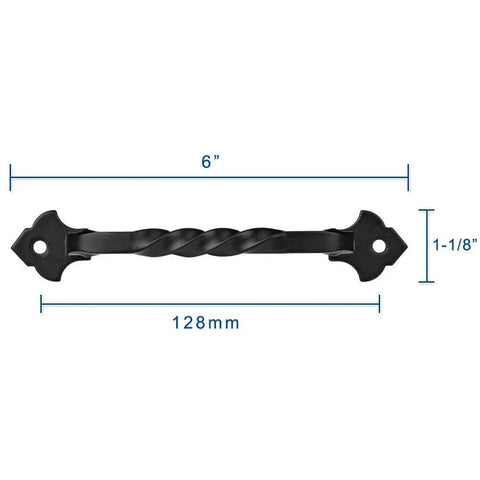 Twist Style Rustic Matte Black Cabinet Pulls For Kitchen Cabinets With 128mm Center To Center 5 Inch Hole Spacing 6 Inch Length Solid Steel Wrought Iron Finish