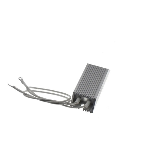 Finned aluminum-cased power resistor module with two wire leads