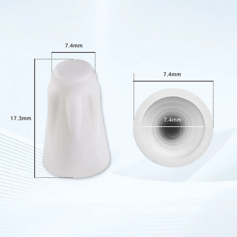 Front view of white ceramic wire nut end cap, 17.3 mm tall with 7.4 mm opening, heat‑resistant electrical connector kit (36-pack).