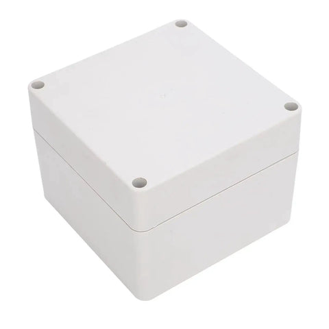 Front view of IP65 Waterproof ABS Plastic Enclosure For Electrical Junction Boxes And Control Panels Indoor Outdoor Weatherproof Housing.