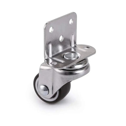 Four Pack 1 Inch Side Mounting Casters With TPE Swivel Plated Wheels L Shaped Mute Wheel For Baby Beds Carts Trolleys Kitchen Cabinets