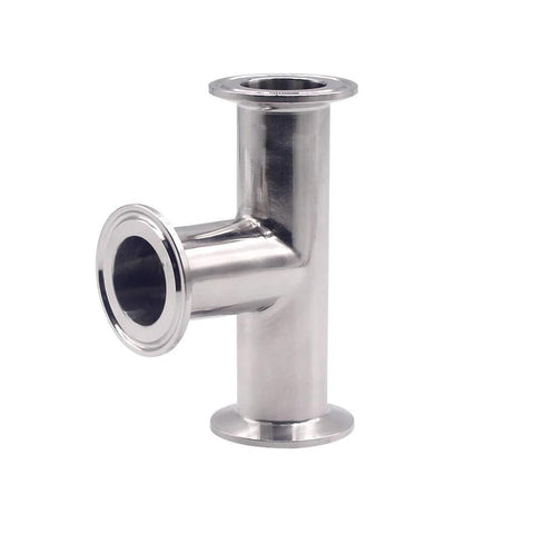 Stainless steel clamp tee fitting, 3-way tri-clamp, 1.5-inch ports, 304 SS