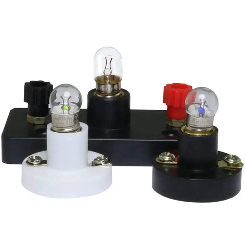10 Pack Mini Screw Bulbs 6.3V Plus 5 E10 Mini Bulb Holders Black Plastic Brass Sockets for DIY lighting experiments