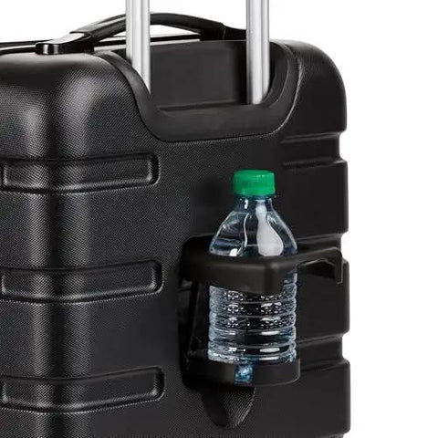 Expandable Carry On Luggage With Spinner Wheels For No Fuss Travel Easy 19 Inch Cabin Size Hardside Black Suitcase with cup holder