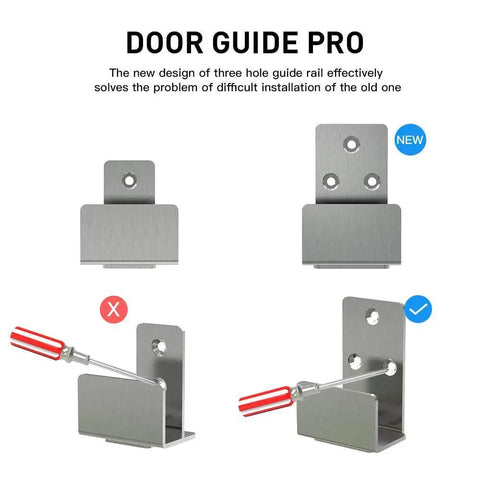 Stainless Steel Sliding Barn Door Floor Guide 2 Pack With Adjustable Brackets for Bottom Track and Wall Mount.