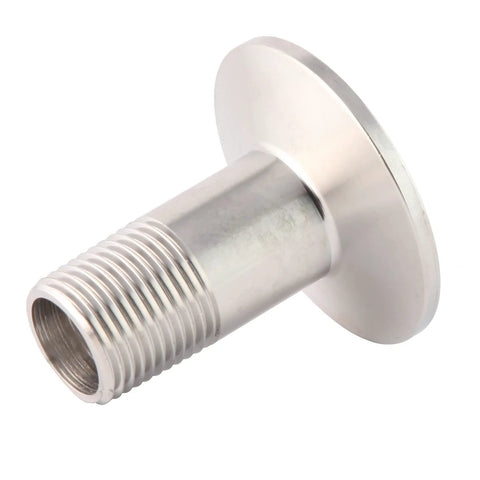 Stainless Metaland 1.5 in tri-clamp to 3/4 in NPT male sanitary adapter