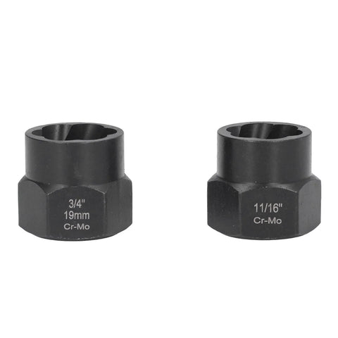 Close-up of 3/4 inch and 11/16 inch sockets from Beefy 13 Piece Impact Nut And Bolt Removal Kit For Rusted Stripped Damaged Fasteners