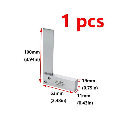 Pro Grade Machinist Square With Wide Seat For Precise Layout And Machine Setup, 90 Degree Right Angle, Ground Hardened Steel L Shape Measuring Tool, 4 By 2.5 Inches, True Inside And Outside Angles, DIN 875 Grade 1
