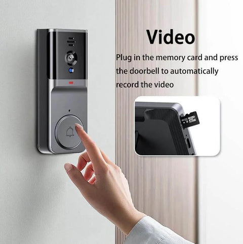 Wireless Video Doorbell Camera With No Subscriptions And Bluetooth Pairing, Real Time Two Way Intercom, 1080P Video, side view.