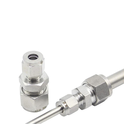 Pysrych stainless steel 304 compression tube reducer union, 3/8 in to 1/4 in OD, reducing straight connector, 2 pcs
