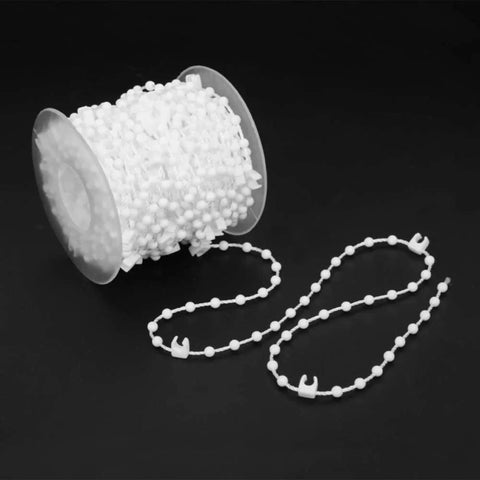 Vertical Bead Cord For Blinds And Curtains, Smooth Beaded Chain For Roller Blind Fittings, 10M spool with connectors