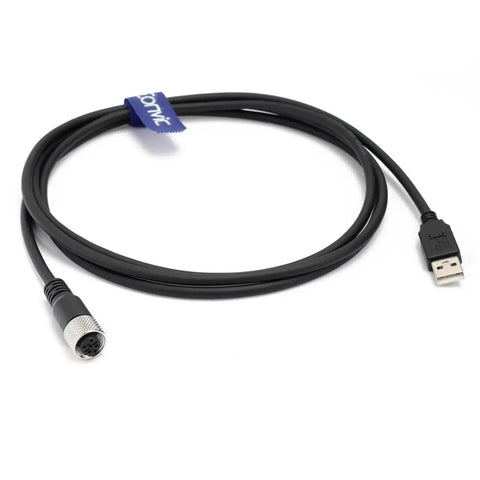 M12 5 Pin A Code Female To USB 2.0 Male Data Cable With High Flex Shielding IP67 waterproof molded connector 2m length