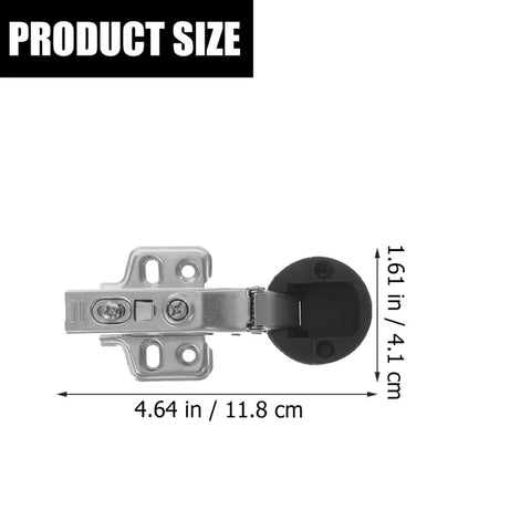 Frameless Glass Door Hinges 4 Pack With Soft Close Damping For Kitchen Cabinets Hinges showing product dimensions in cm and inches.