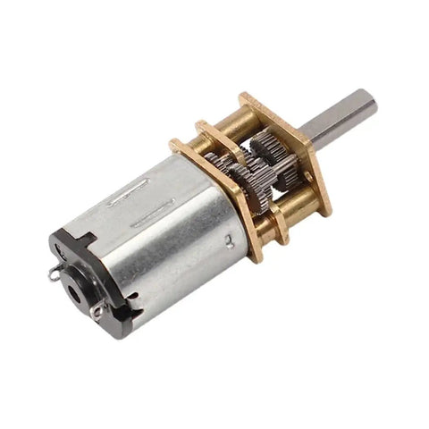 Close-up of GA12 N20 gear reducer motor from Two Pack GA12 N20 Gear Reducer Motor Kit For Micro Robots And Smart Cars, 12V 100 RPM DC Gear Motor With Reduction Gearbox.