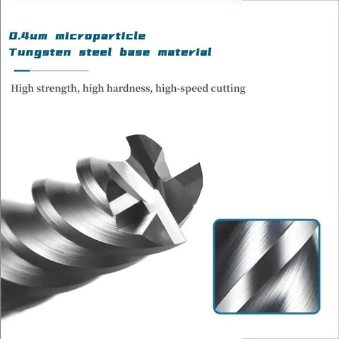 Close-up of Two Pack Half Inch Carbide Square End Mills Set For Alloy And Hardened Steels AlTiN Coated Four Flute