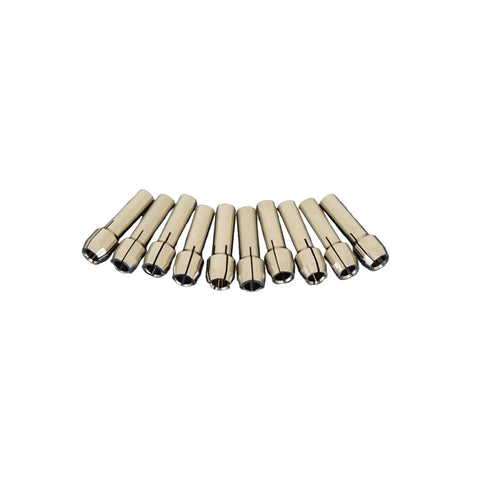 10 Piece Durable Shiny One Eighth Inch Rotary Tool Collet Bits No 480 For Dremel And Other Rotary Tools Compatible, arranged neatly