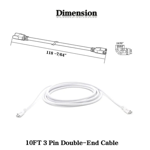 3 Meter Double End LED Linkable Power Cord For T5 And T8 Tube Light Fixtures End To End Connector Cable Extends A Single Fixture Slick For Shop Lights Garage Lighting And Under Cabinet Use Pack Of 4