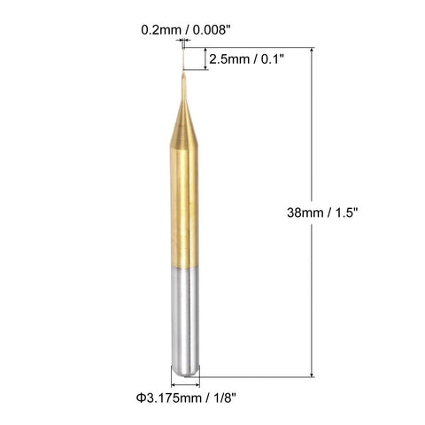 Ultra Precise 0.2mm Titanium Coat Carbide End Mills For PCB Engraving And CNC Routing 1 8th Inch Shank 2.5mm Cutting Edge Length
