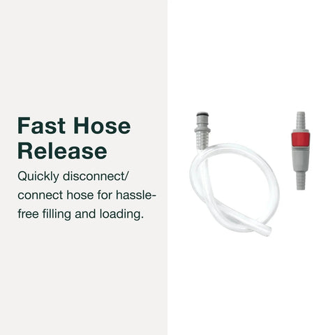 Hydraulics Quick Connection Kit For Water Reservoir System Quarter Inch Hose Fittings With Easy Disconnect Includes Extra Male Piece And Hose.