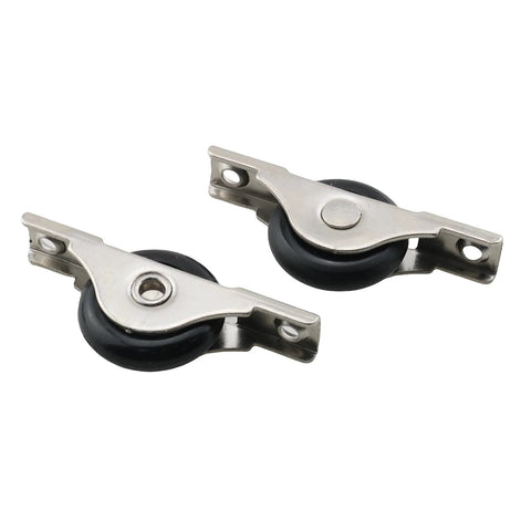 2 Pack 29mm Black Screen Door Roller Wheel Nylon Pulley With Stainless Steel Housing for sliding doors, front view.