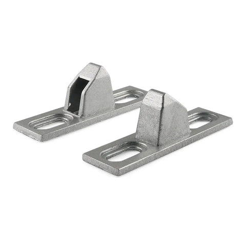 Sliding Glass Door Keeper Set, 2 Pieces With 4 Screws, Die Cast Zinc Chrome Plated, Corrosion Resistant And Durable, Friction Base Bumps