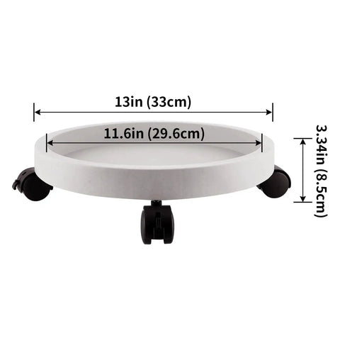 13 Inch Plant Caddy With Four Wheels For Heavy Planters And Deck Use, displayed with 13-inch outer diameter and 3.34-inch height