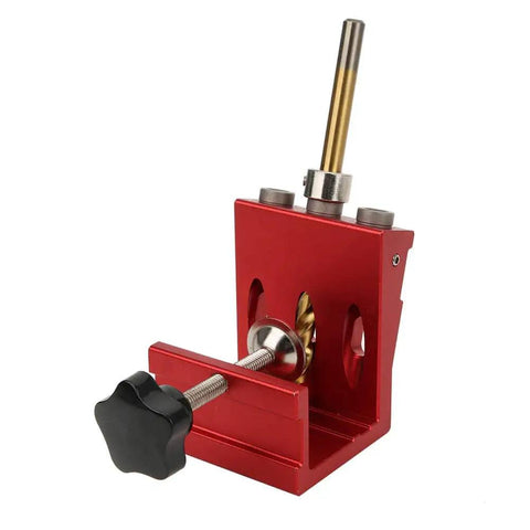 Red Pocket Hole Drill Guide Aluminum Alloy Woodworking Jig For Precise Hidden Joints And Fast Furniture Assembly Pro Grade Compact Hole Punch Locator