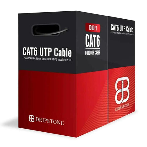 Cat6 Outdoor Ethernet Cable Direct Burial 23AWG Solid CCA UTP Waterproof HDPE Jacket box 1000ft