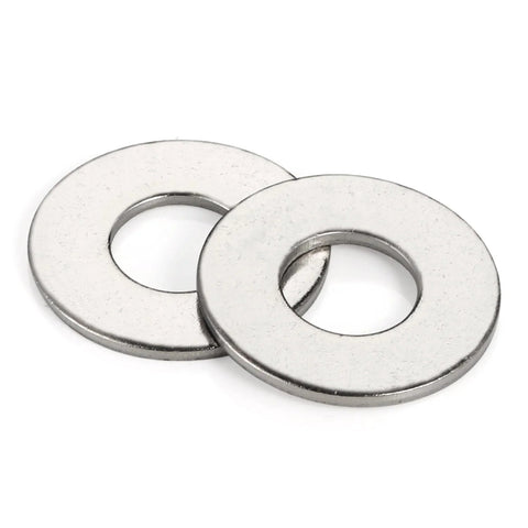 Two 304 stainless steel flat washers, 1/4 inch inner hole, 3/4 inch outer diameter, for screws and bolts