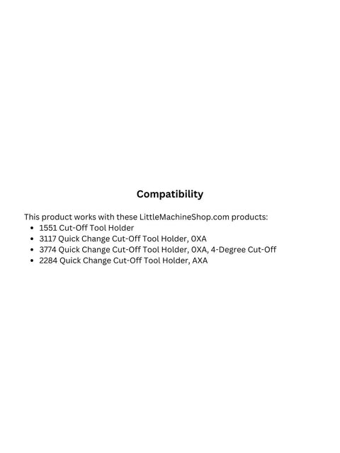 Compatibility list for M2 High Speed Steel Lathe Cut Off Blade For Metalworking P1-1/16 Inch By 1/2 Inch By 4-1/2 Inch