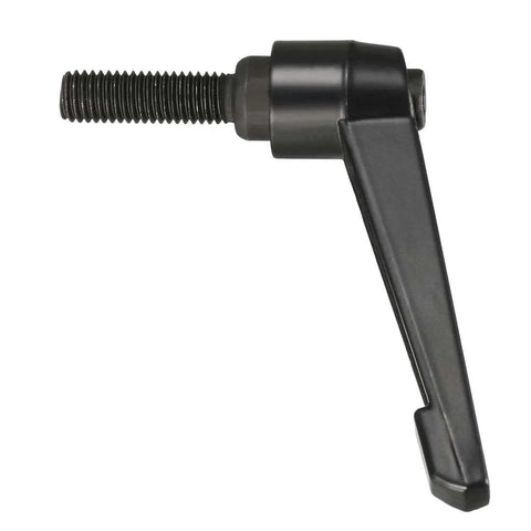 M10 30mm Adjustable Clamping Lever Handle With Push Button Locking Ratchet And Threaded Male Stud Knobs In Black Finish