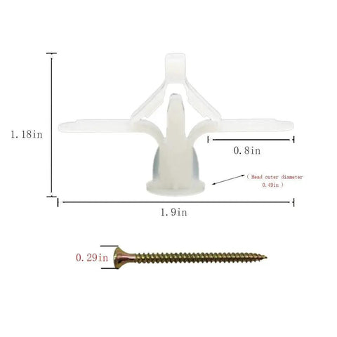 Drywall Anchor Kit With Hollow Wall Anchors And Screws Self Drilling Nylon Fasteners For Drywall Includes 30 Anchors And 30 Screws