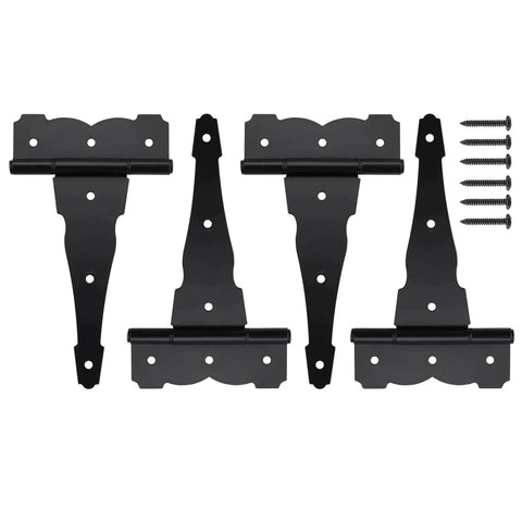 8 Inch Heavy Duty Decorative T Strap Hinge Rustproof Iron Black Gate Hinge With Screws For Storage Sheds Gates Barns