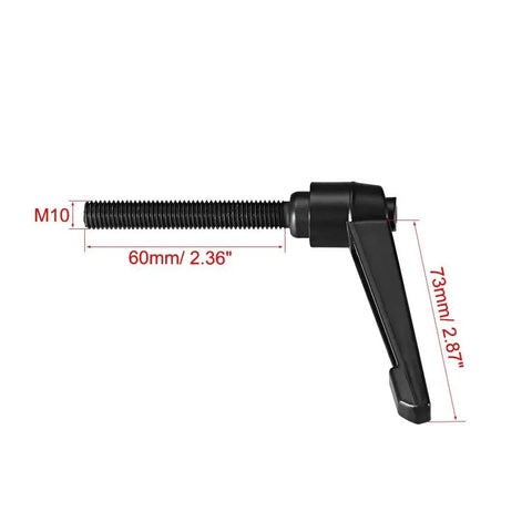 M10 X 60mm Adjustable Clamping Lever With Push Button And Quick Release Ratchet, Male Threaded Stud Knob, side view with measurements